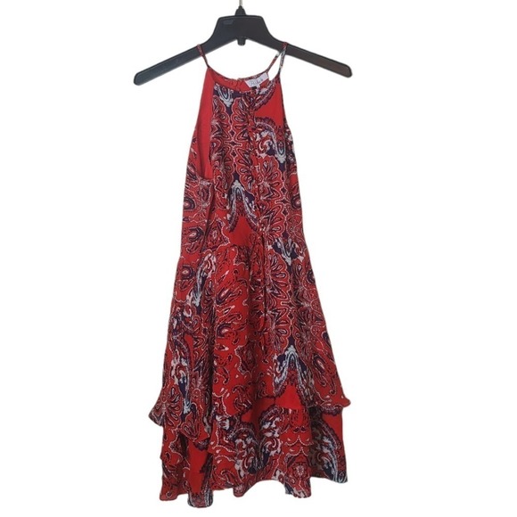 Parker Red Silk Halter Neck Fit & Flare Dax Mini Dress XS NWT - Picture 6 of 9